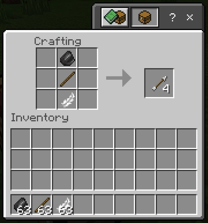 Recipes to Make Normal Arrow in Minecraft