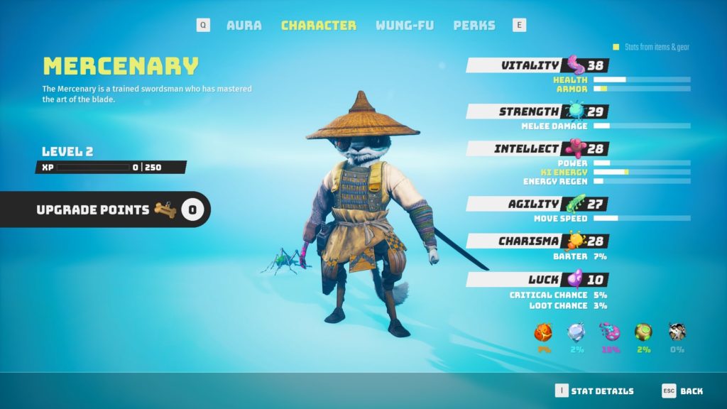 Biomutant In-game Character Customization panel