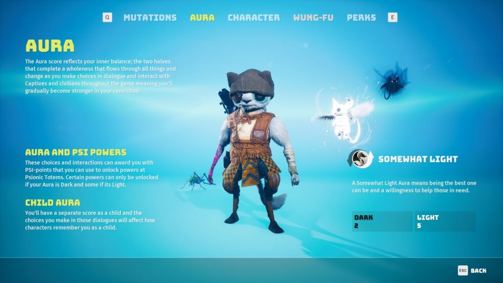 Biomutant The Aura Section in the Character Customization Panel