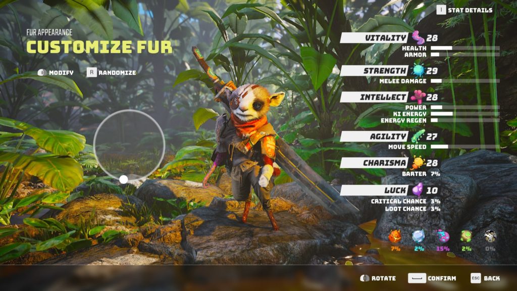 Biomutant The plush character customization section